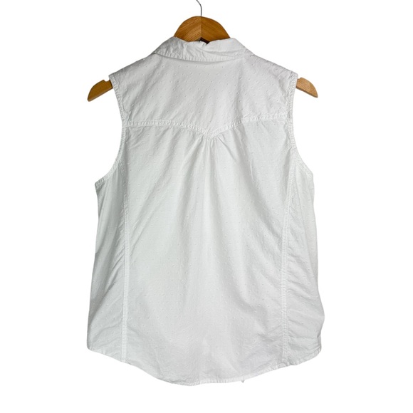 Levi’s Womens Pearl Snap Button Down Top Large Western White Swiss Dot Cotton - Picture 2 of 16